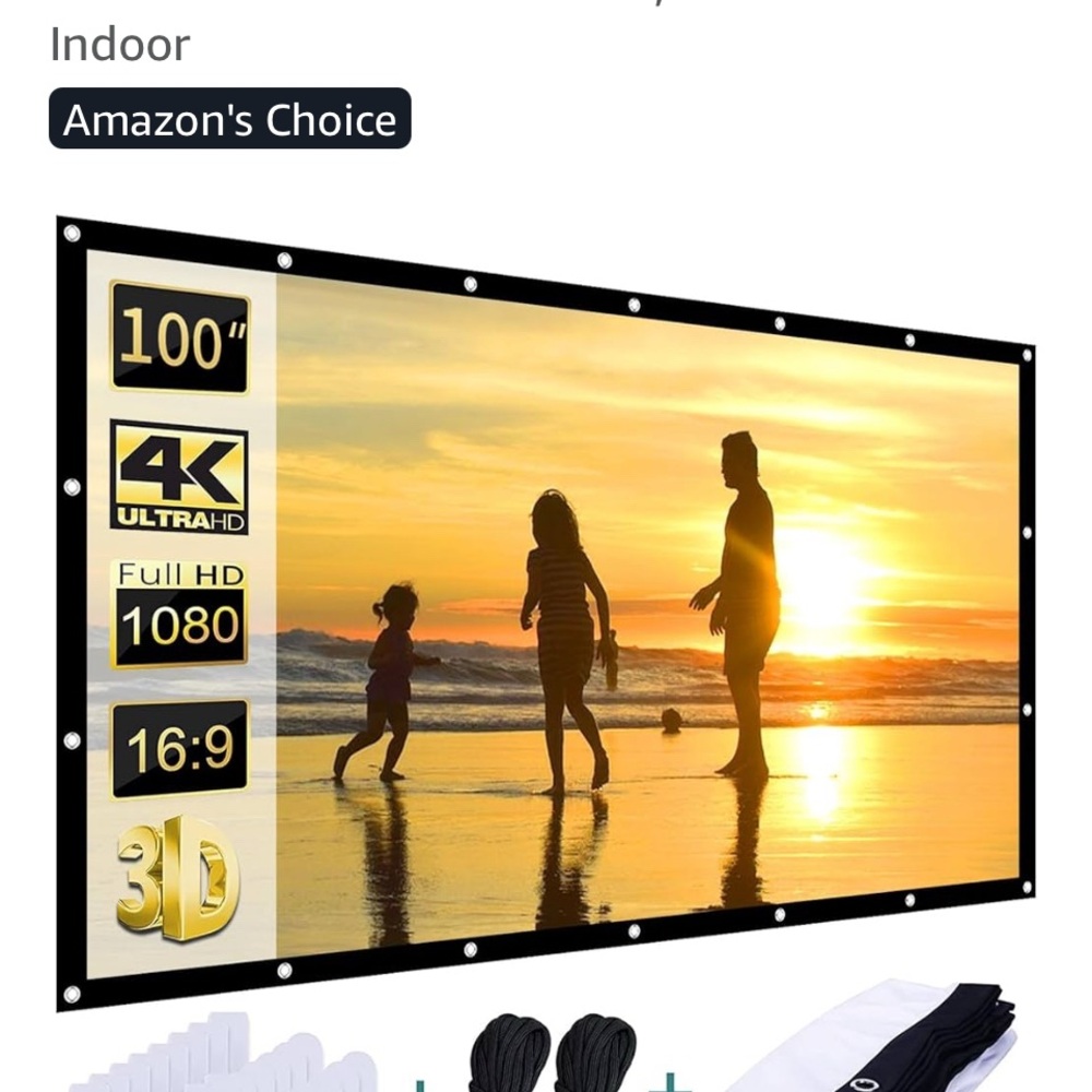 AAJK Portable 100-Inch 4K Ultra HD projector Screen